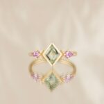 Inel unicat de dama IRIS din aur galben de 18k cu diamante naturale.