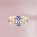 Inel de logodna FOREST WHISPER cu Safire Naturale Verzi, Aur Alb 14K