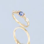 Inel de logodna FOREST WHISPER cu Safire Naturale Verzi, Aur Alb 14K