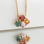 Colier unicat andreea's dreams cu aur galben 14k cu safire si alexandrit natural.