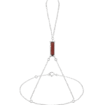 Bratara din aur alb 14k, design oriental, de dama, cu granat natural.