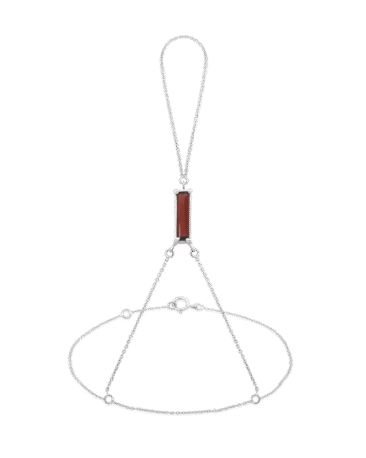 Bratara din aur alb 14k, design oriental, de dama, cu granat natural.