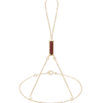 Bratara de dama cu granat natural, din aur galben 14k, design oriental.