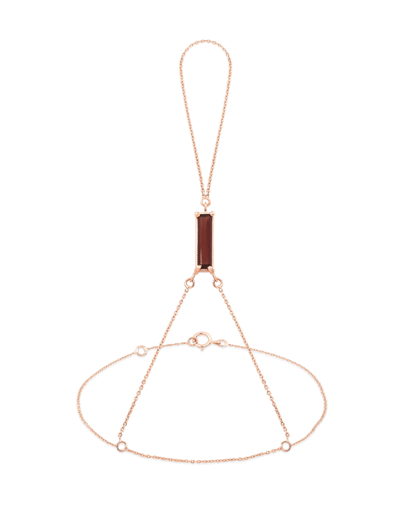 Bratara orientala din aur roz 14k cu granat natural.