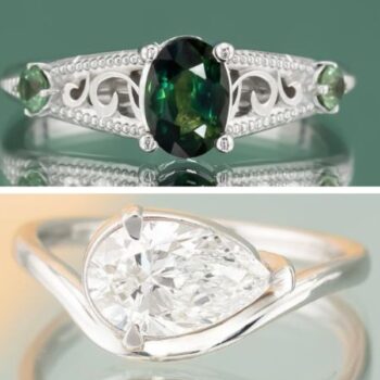 Inele de logodna din aur 14k cu safire si diamante naturale.