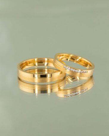 Verighete Late DAY & NIGHT cu 10 Diamante Naturale, Aur Galben 14K