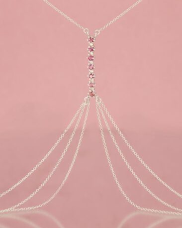 Body Chain din argint 925 cu turmaline roz.
