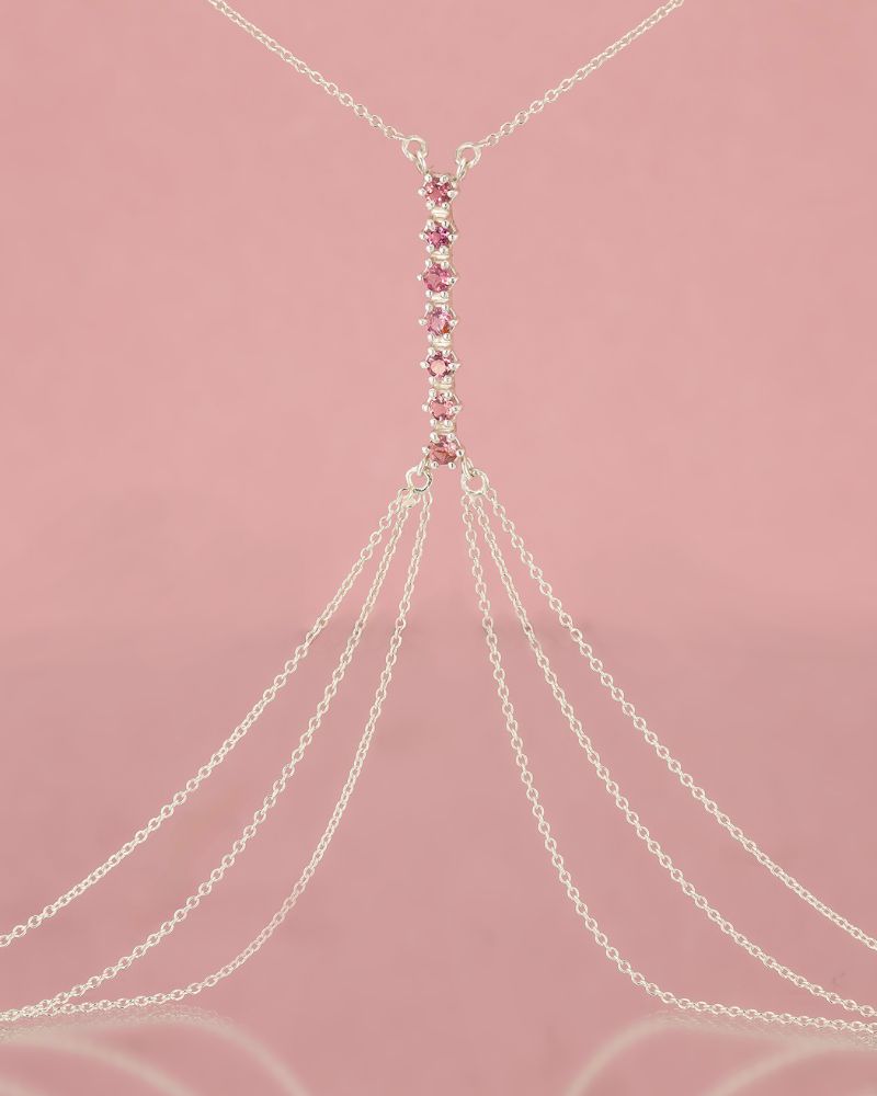 Body Chain din argint 925 cu turmaline roz.