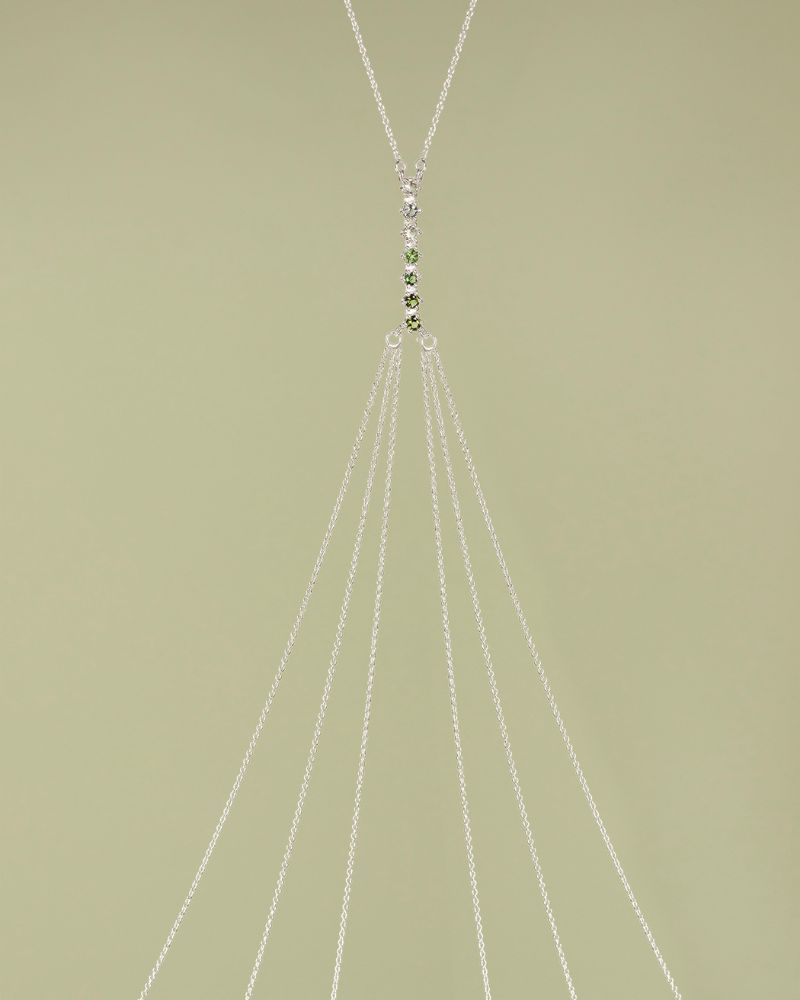 Body chain cu turmaline verzi din argint 925 premium.