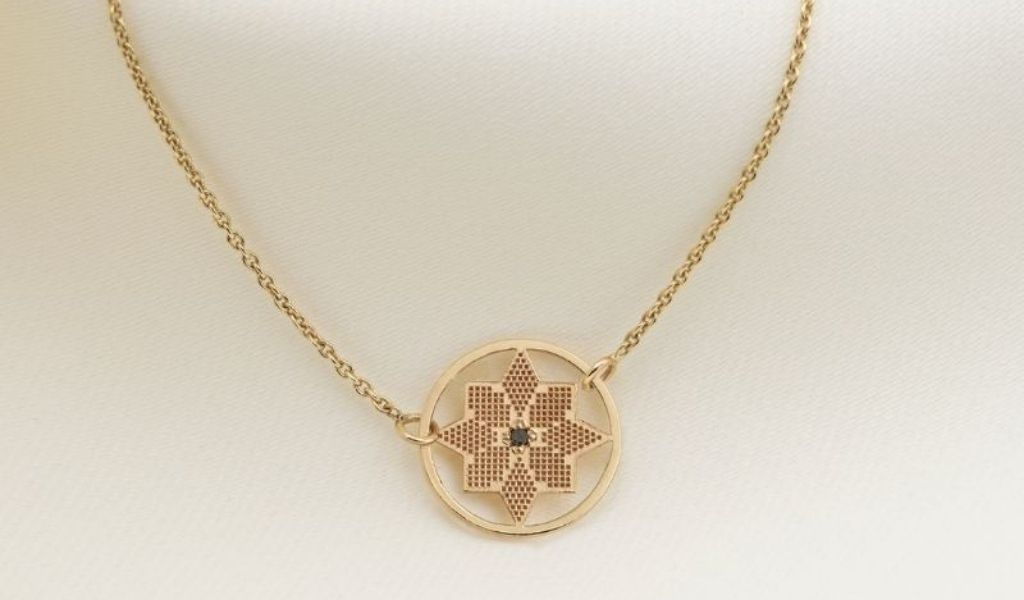 Bratara din aur 14k galben cu diamant natural negru CALAUZA.