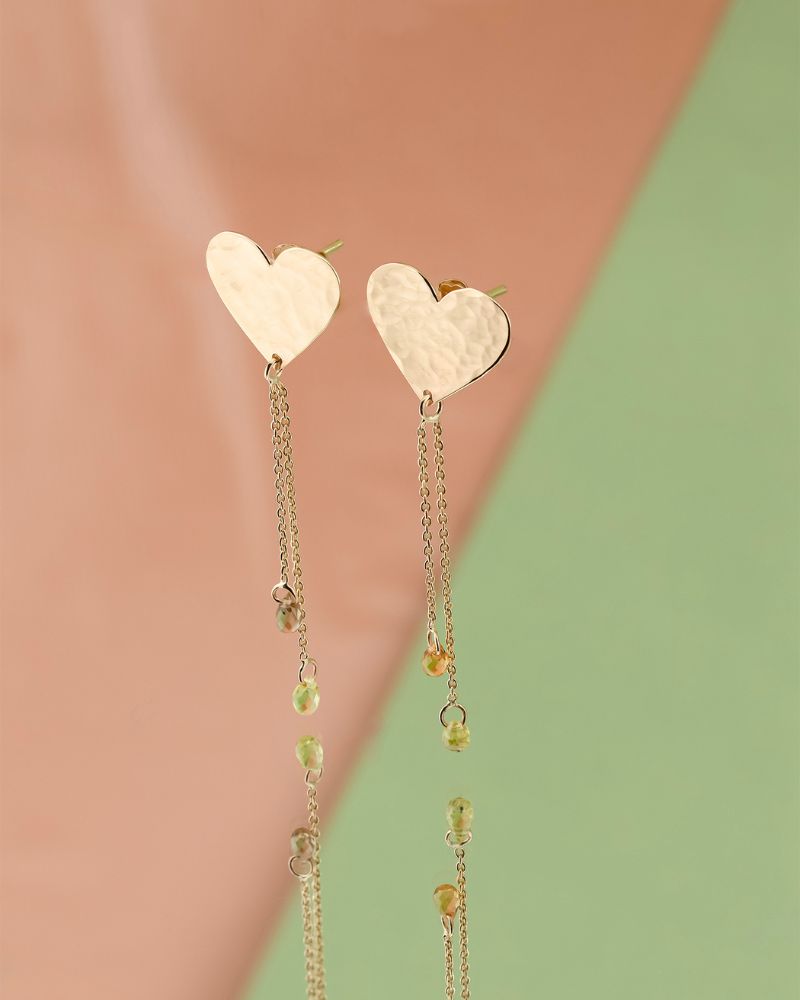 Cercei Unicat AMORE MIO cu 4 Safire Naturale Briolette, Aur Galben 14K