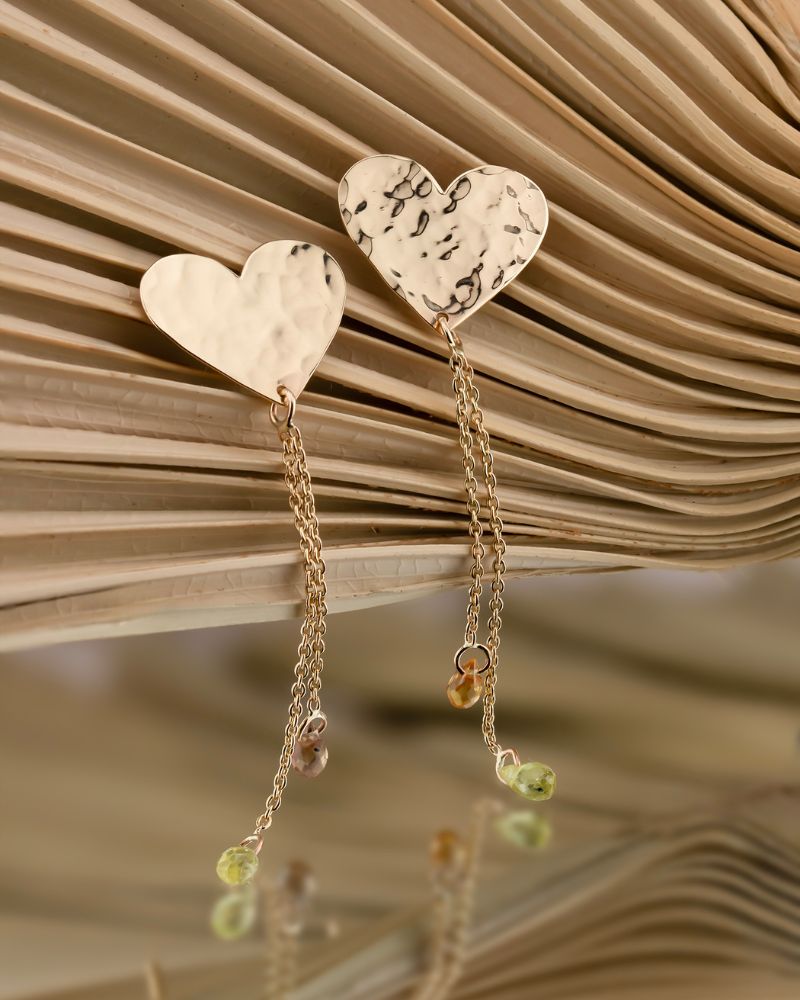 Cercei Unicat AMORE MIO cu 4 Safire Naturale Briolette, Aur Galben 14K