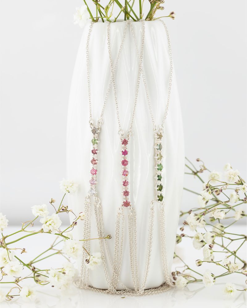 Lantisoare body chain cu pietre naturale din argint 925.