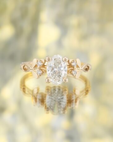 Inel DROP OF BEAUTY cu Safir Natural Concave Cut si Diamante Naturale, Aur Galben 14K