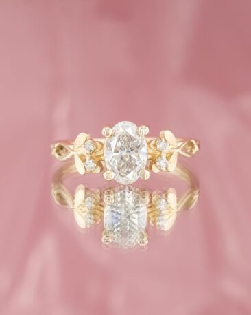 Inel DROP OF BEAUTY cu Safir Natural Concave Cut si Diamante Naturale, Aur Galben 14K