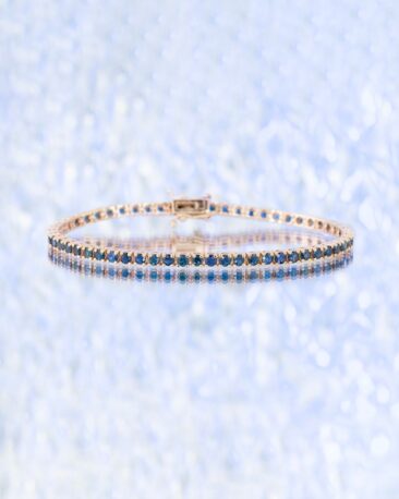 Bratara Tennis Unicat BLUE VELVET cu 56 de Safire Naturale Albastre, Aur Galben 14K