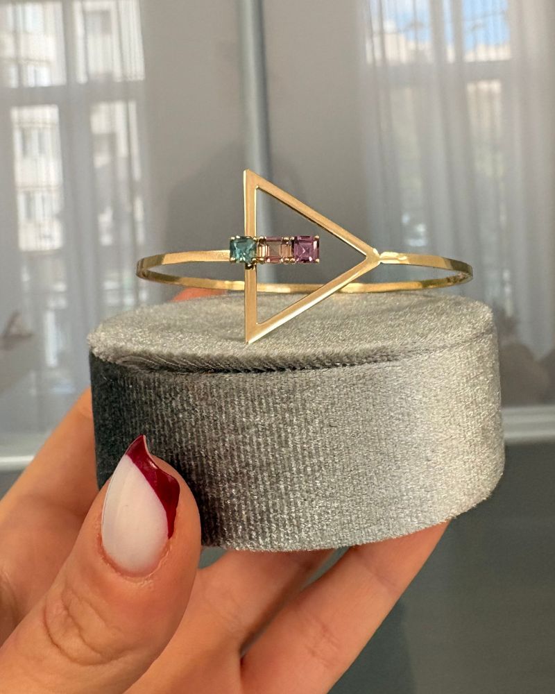 Bratara LECTIA DE GEOMETRIE cu Safire Naturale, Aur Galben 14K