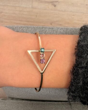 Bratara LECTIA DE GEOMETRIE cu Safire Naturale, Aur Galben 14K