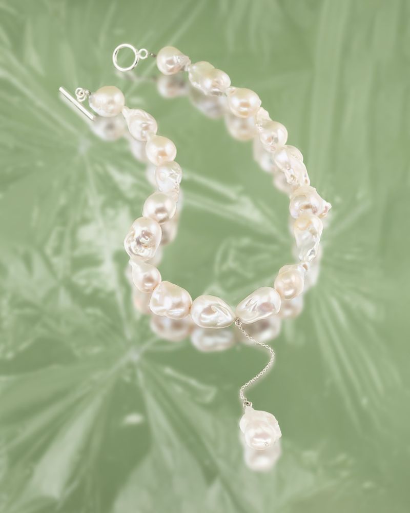 Colier la baza gatului IMPERFECT BEAUTY cu Perle Naturale Baroc, Argint 925