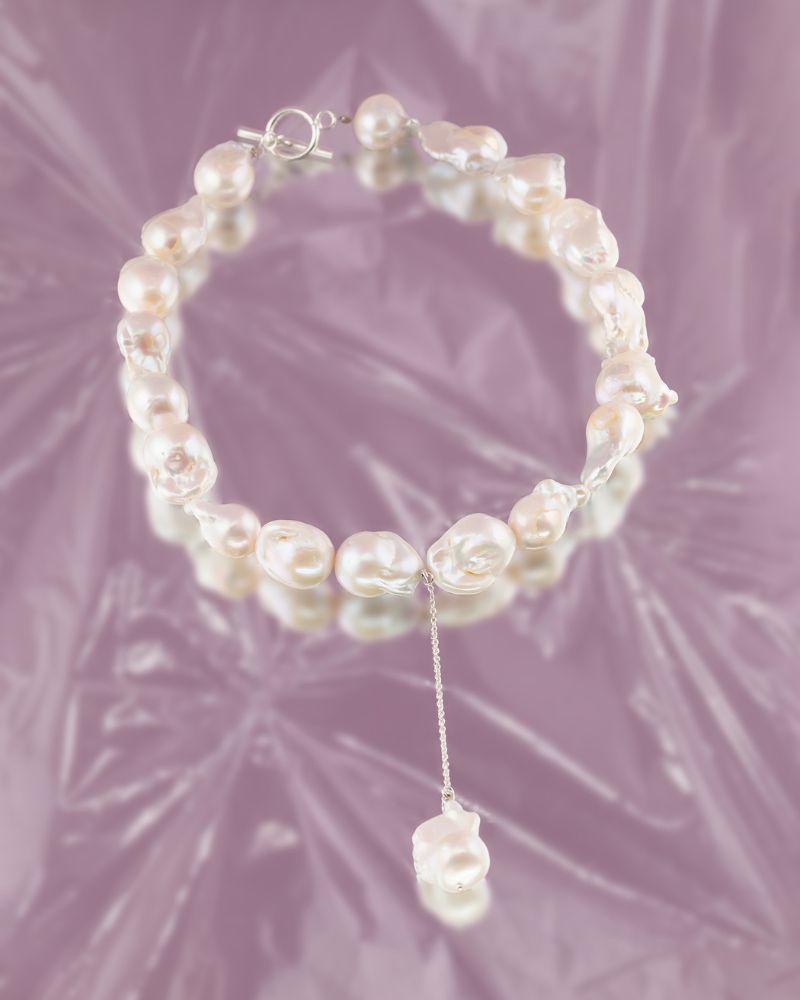 Colier la baza gatului IMPERFECT BEAUTY cu Perle Naturale Baroc, Argint 925