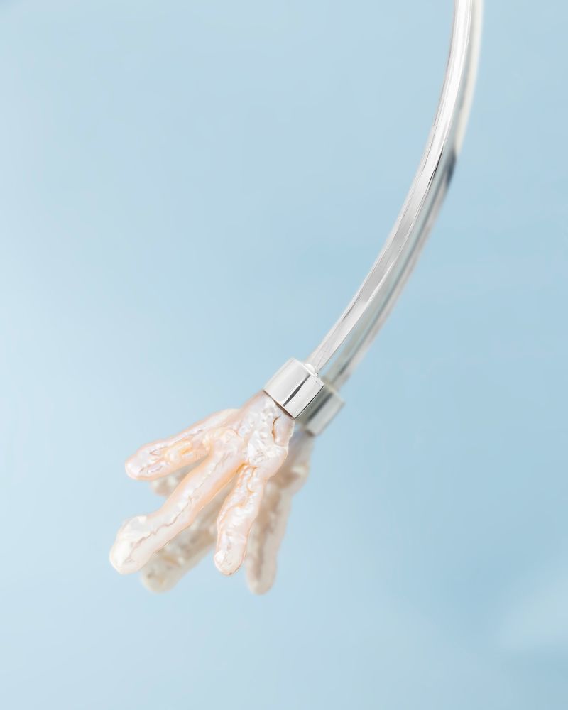 Colier Unicat BIRD PROTECTOR cu Perle Baroc de Cultura, Argint Premium