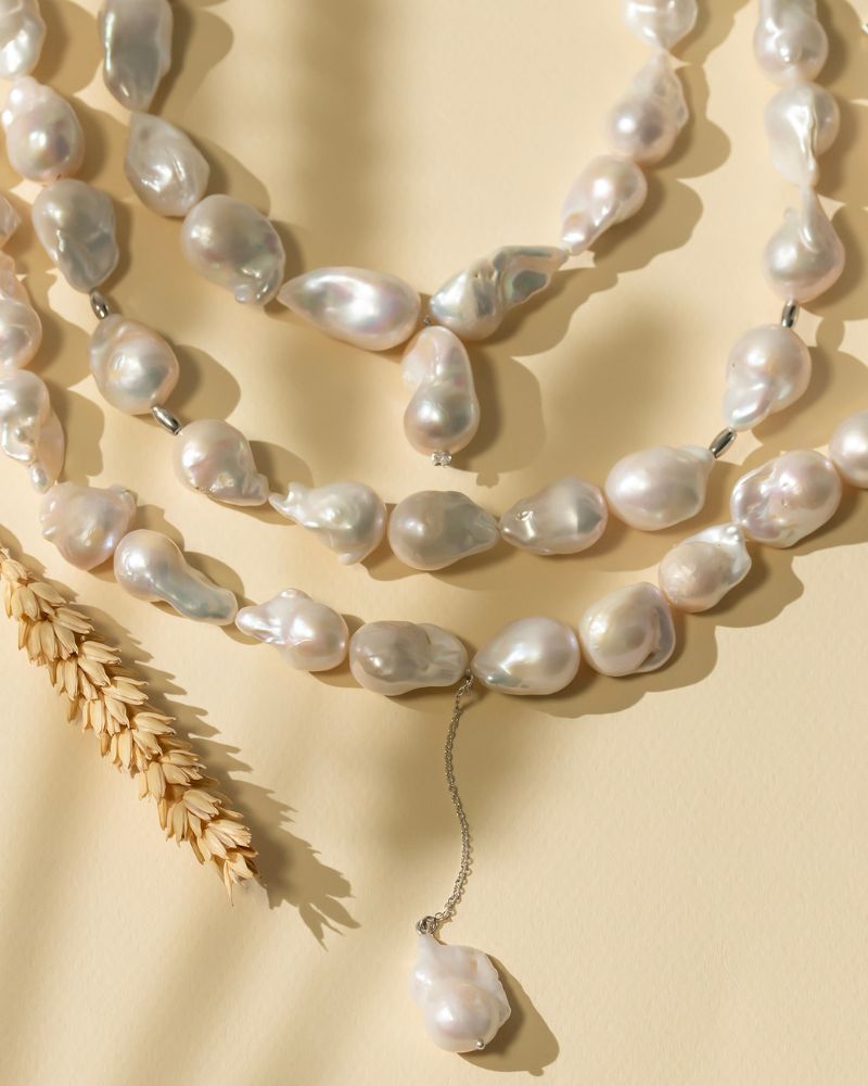 Colier la baza gatului IMPERFECT BEAUTY cu Perle Naturale Baroc, Argint 925