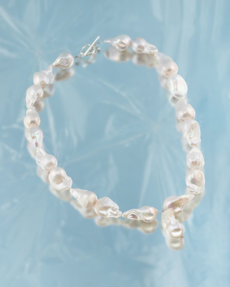 Colier la baza gatului IMPERFECT BEAUTY cu Perle Naturale Baroc, Argint 925