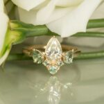 Inel de Logodna FLOWER OF LOVE cu Safir Natural si Diamante Naturale, Aur Roz 14K