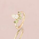 Inel de Logodna FLOWER OF LOVE cu Safir Natural si Diamante Naturale, Aur Roz 14K