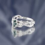 Inel de logodna ROYAL GREEN cu Safir Natural si Diamante Lab-grown, Aur Alb 18K