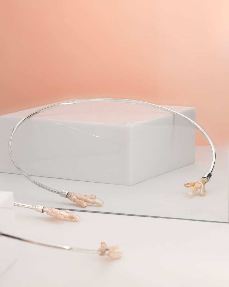 Colier Unicat BIRD PROTECTOR cu Perle Baroc de Cultura, Argint Premium