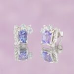 Cercei Unicat REACH FOR THE SKY cu Tanzanite, Acvamarine si Diamante Naturale, Aur Alb 14K