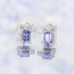 Cercei Unicat REACH FOR THE SKY cu Tanzanite, Acvamarine si Diamante Naturale, Aur Alb 14K