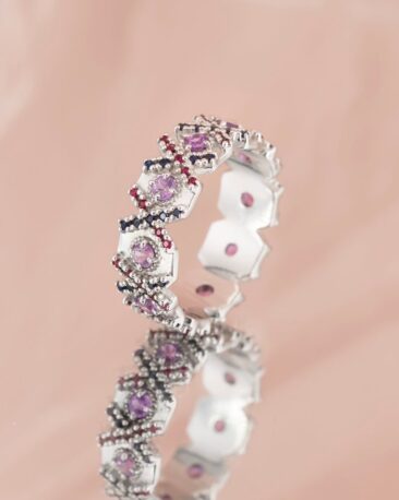 Inel WISDOM cu Safire Naturale, Aur Alb 14K