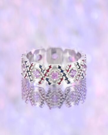 Inel WISDOM cu Safire Naturale, Aur Alb 14K