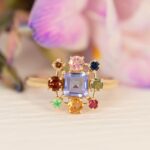 Inel JOIE DE VIVRE cu Tanzanit Natural Central si Pietre Pretioase Naturale de Accent, Aur Galben 14K