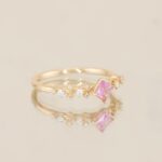 Inel de Logodna CANDY cu Safir Natural Roz si Diamante Naturale, Aur Galben 14K