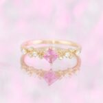 Inel de Logodna CANDY cu Safir Natural Roz si Diamante Naturale, Aur Galben 14K