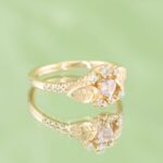 Inel de logodna PINKY PROMISE cu Safir Natural Inimioara si Diamante Naturale, Aur Galben 14K