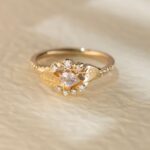 Inel de logodna PINKY PROMISE cu Safir Natural Inimioara si Diamante Naturale, Aur Galben 14K