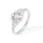 Inel de logodna PINKY PROMISE cu Safir Natural Inimioara si Diamante Naturale, Aur Galben 14K