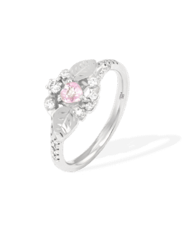 Inel de logodna PINKY PROMISE cu Safir Natural Inimioara si Diamante Naturale, Aur Galben 14K