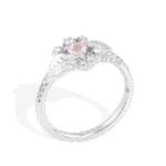 Inel de logodna PINKY PROMISE cu Safir Natural Inimioara si Diamante Naturale, Aur Galben 14K