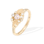 Inel de logodna PINKY PROMISE cu Safir Natural Inimioara si Diamante Naturale, Aur Galben 14K