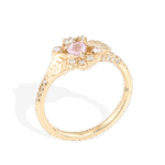 Inel de logodna PINKY PROMISE cu Safir Natural Inimioara si Diamante Naturale, Aur Galben 14K