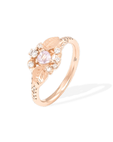 Inel de logodna PINKY PROMISE cu Safir Natural Inimioara si Diamante Naturale, Aur Galben 14K