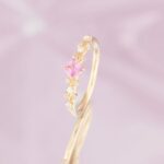 Inel de Logodna CANDY cu Safir Natural Roz si Diamante Naturale, Aur Galben 14K