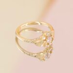 Inel de logodna PINKY PROMISE cu Safir Natural Inimioara si Diamante Naturale, Aur Galben 14K