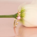 Inel de Logodna CANDY cu Safir Natural Roz si Diamante Naturale, Aur Galben 14K