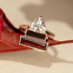 Inel Unicat FIRE & ICE cu Prasiolit Natural si Granate Naturale, Aur Roz 14K